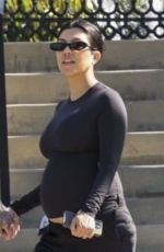 Pregnant KOURTNEY KARDASHIAN and Travis Barker Out for Coffee in Calabasas 07/20/2023