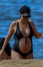 Pregnant KOURTNEY KARDASHIAN in Swimsuit at a Beach in Kaui 07/13/2023