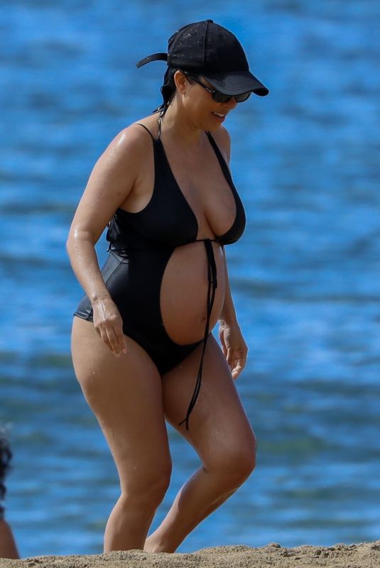 Pregnant KOURTNEY KARDASHIAN in Swimsuit at a Beach in Kaui 07/13/2023
