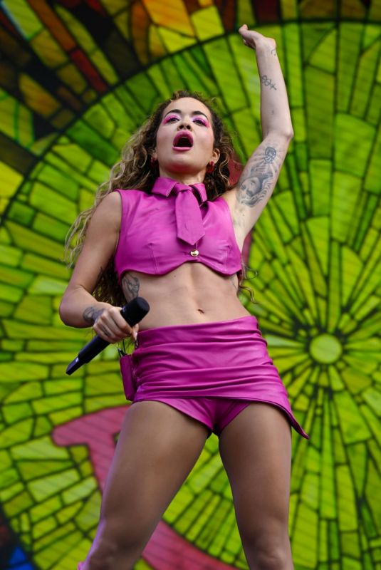 RITA ORA Performs at Gay Pride on Trafalgar Square Stage in London 07/01/2023