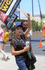 ROSARIO DAWSON at SAG-AFTRA Strike at Paramount Studios in Los Angeles 07/17/2023
