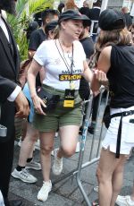 SAMANTHA MATHIS at Rock the City for a Fair Contract Rally at Times Square in New York 07/25/2023