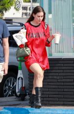 SCOUT WILLIS in an Oversized Red T-shirt Grabbing Breakfast to Go in Los Feliz 07/30/2023