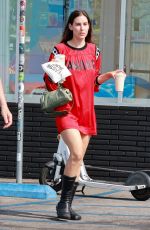 SCOUT WILLIS in an Oversized Red T-shirt Grabbing Breakfast to Go in Los Feliz 07/30/2023