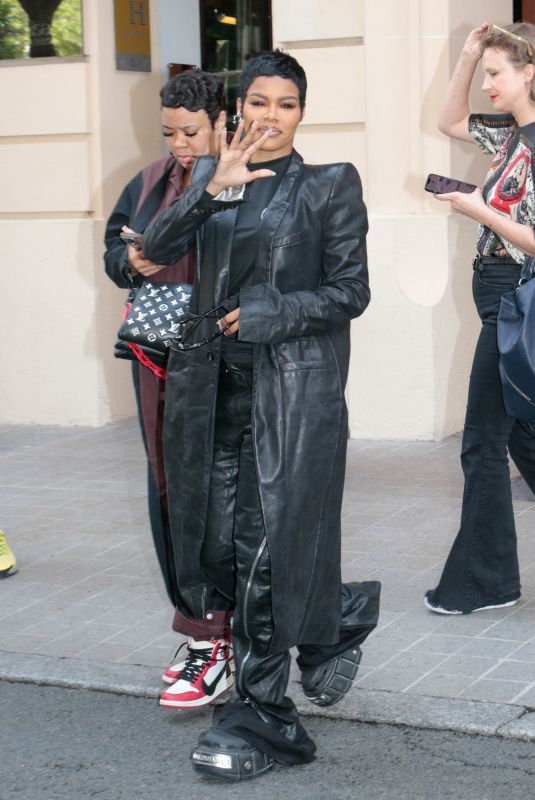TEYANA TAYLOR Leaves Her Hotel in Paris 06/30/2023