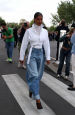 TINA KUNAKEY Leaves Azzedine Alaia Haute Couture Show in Paris 07/02/2023