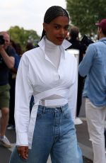 TINA KUNAKEY Leaves Azzedine Alaia Haute Couture Show in Paris 07/02/2023