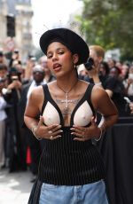 TOKISCHA Arrives at Jean Paul Gaultier Haute Couture Spring/Summer 23/24 Show at Paris Fashion Week 07/05/2023