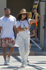 VANESSA HUDGENS at Sag Strike at Warner Brother Studios in Burbank 07/18/2023