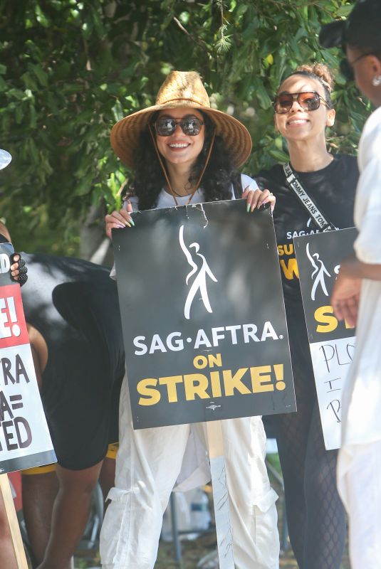 VANESSA HUDGENS at Sag Strike at Warner Brother Studios in Burbank 07/18/2023