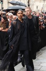 YSAORA JENNIFER THIBUS Arrives at Jean Paul Gaultier Haute Couture Spring/Summer 23/24 Show at Paris Fashion Week 07/05/2023
