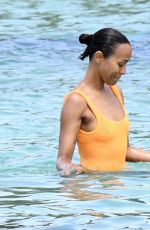 ZOE SALDANA in Swimsuit at a Yacht in Sardinia 07/23/2023