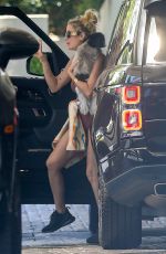 ASHLEY BENSON and Brandon Davis Out for Lunch with Their Dog in Los Angeles 08/23/2023 