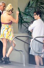 ASHLEY BENSON and Brandon Davis Out for Lunch with Their Dog in Los Angeles 08/23/2023 