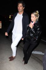 ASHLEY BENSON Show Her Engagement Ring on a Date Night with Brandon Davis at Giorgio Baldi in Santa Monica 08/27/2023