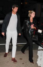 ASHLEY BENSON Show Her Engagement Ring on a Date Night with Brandon Davis at Giorgio Baldi in Santa Monica 08/27/2023