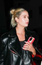 ASHLEY BENSON Show Her Engagement Ring on a Date Night with Brandon Davis at Giorgio Baldi in Santa Monica 08/27/2023