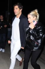 ASHLEY BENSON Show Her Engagement Ring on a Date Night with Brandon Davis at Giorgio Baldi in Santa Monica 08/27/2023