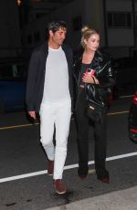 ASHLEY BENSON Show Her Engagement Ring on a Date Night with Brandon Davis at Giorgio Baldi in Santa Monica 08/27/2023
