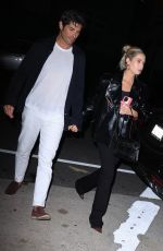 ASHLEY BENSON Show Her Engagement Ring on a Date Night with Brandon Davis at Giorgio Baldi in Santa Monica 08/27/2023