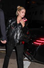 ASHLEY BENSON Show Her Engagement Ring on a Date Night with Brandon Davis at Giorgio Baldi in Santa Monica 08/27/2023