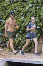 BECKI NEWTON and Chris Diamantopoulos Out Hiking with Their Dog in Los Feliz 08/14/2023