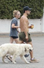 BECKI NEWTON and Chris Diamantopoulos Out Hiking with Their Dog in Los Feliz 08/14/2023