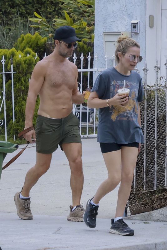 BECKI NEWTON and Chris Diamantopoulos Out Hiking with Their Dog in Los Feliz 08/14/2023