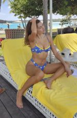 BLANCA BLANCO in a Blue Bikini at a Beach in Bora Bora 08/23/2023