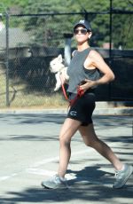 BRITTANY SNOW Out with Her Dog in Los Angeles 08/27/2023