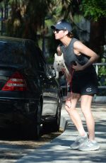 BRITTANY SNOW Out with Her Dog in Los Angeles 08/27/2023