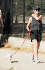 BRITTANY SNOW Out with Her Dog in Los Angeles 08/27/2023