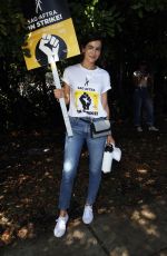 CAMILLA BELLE at SAG-AFTRA and WGA Strike at Warner Brothers Studios in Burbank 08/18/2023
