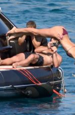 CANDICE SWANEPOEL, DOUTZEN KROES and JOAN SMALLS in Bikinis on Holiday on Mykonos Islands 08/21/2023