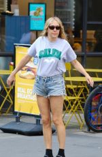 CHLOE SEVIGNY in Denim Shorts Out in New York 07/30/2023