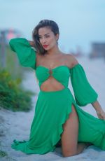 DORINA GUILLEN in a Green Dress at a Photoshoot in Miami 08/14/2023