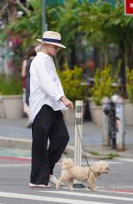 ELLEN BARKIN Out with Her Dog in New York 08/15/2023