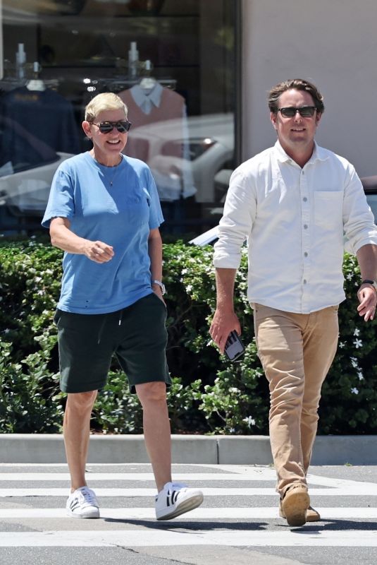 ELLEN DEGENERES Leaves a Restaurant with a Friend in Santa Barbara 08/01/2023