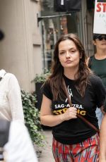 EMILY MEADE at WGA and SAG-AFTRA Strike at Netflix and Warner Bros. Discovery Offices in New York 08/14/2023