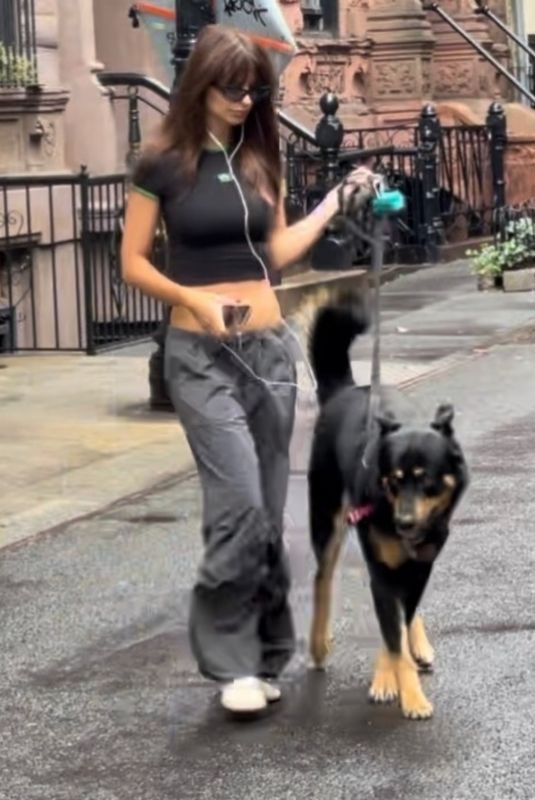 EMILY RATAJKOWSKI Out with Her Dog Colombo in New York 08/30/2023