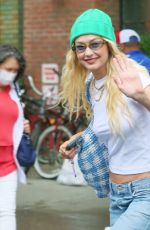 GIGI HADID Leaves a Photoshoot at Bowery Hotel in New York 08/10/2023