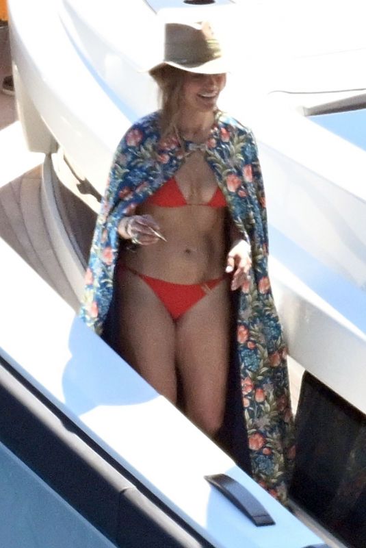 JENNIFER LOPEZ in a Red Bikini on a Boat it Italy 08/14/2023
