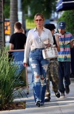 JENNIFER LOPEZ in Ripped Denim Out in Beverly Hills 08/26/2023