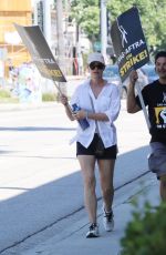 JERI RYAN at SAG-AFTRA Strike at Warner Bros. Studios in Los Angeles 08/08/2023