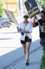 JERI RYAN at SAG-AFTRA Strike at Warner Bros. Studios in Los Angeles 08/08/2023