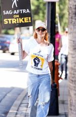 JERI RYAN at SAG Strike at Warner Brothers Studios in Burbank 08/26/2023