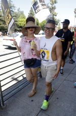 KAREN SOURS at SAG-AFTRA and WGA Strike at Warner Brothers Studios in Burbank 08/18/2023