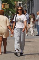 KATIE HOLMES in a Gray Sweatpants and a White T-shirt Out in New York 08/05/2023