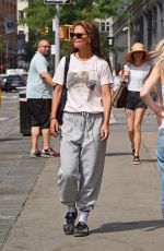 KATIE HOLMES in a Gray Sweatpants and a White T-shirt Out in New York 08/05/2023
