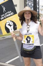 KATIE LOWES at Sag Strike at Paramount Studios and Netflix in Hollywood 08/09/2023
